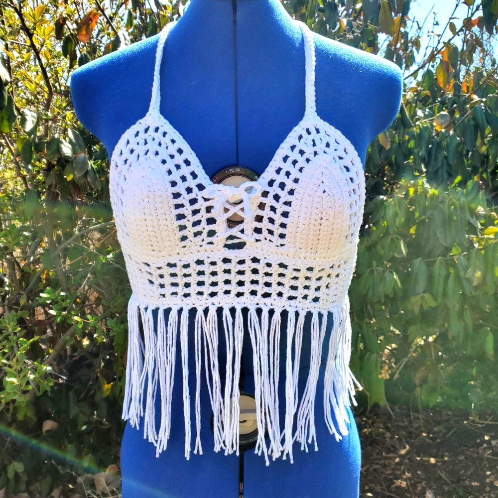 Summer Crochet Halter Cotton Festival Top
